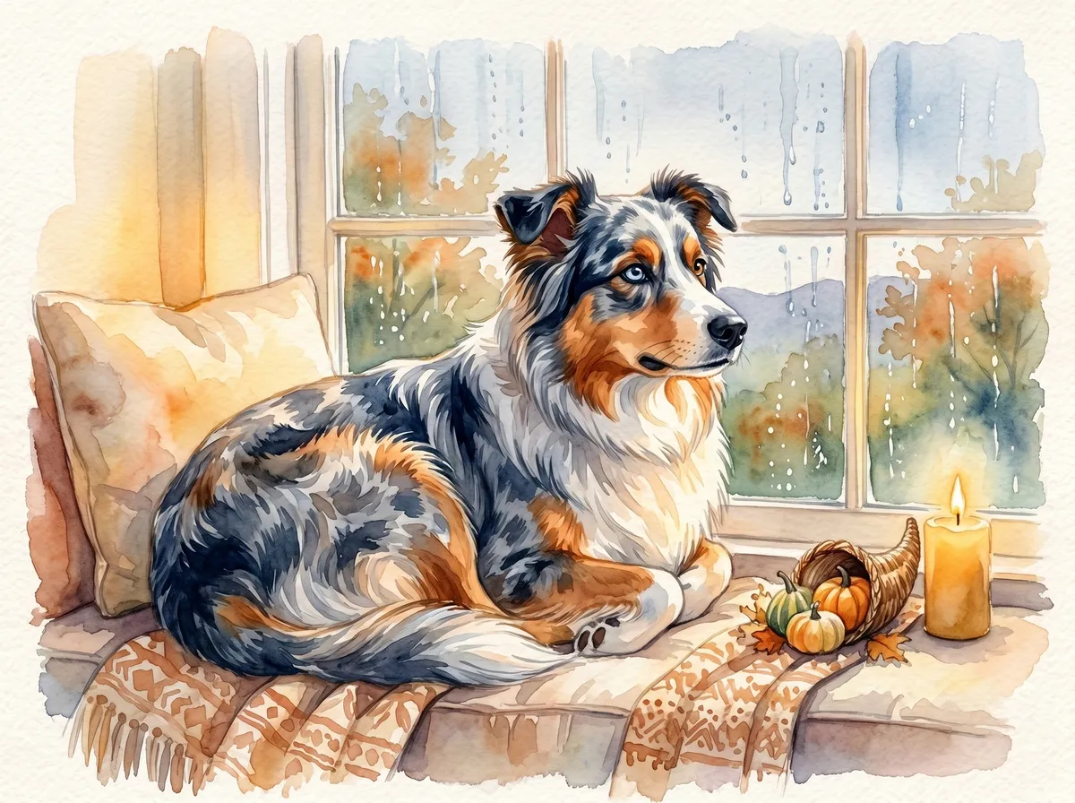 Australian Shepherd watercolor calendar month 11